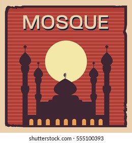 Retro style of mosque illustration in flat color