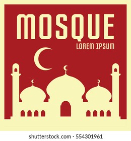 Retro style Mosque poster design, Islamic card template