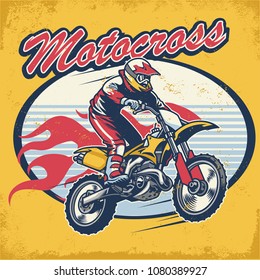 retro style motocross design with separated layer of texture