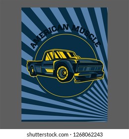 Retro style muscle car - Vector 