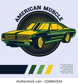 Retro style muscle car - Vector 