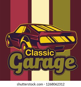Retro style muscle car - Vector 