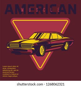 Retro style muscle car - Vector 