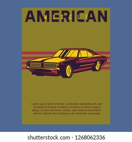Retro style muscle car - Vector 