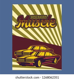 Retro style muscle car - Vector 