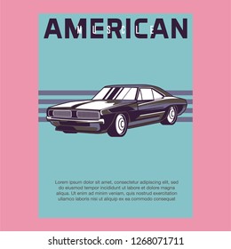 Retro style muscle car - Vector 