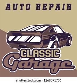 Retro Style Muscle Car Vector Stock Vector (Royalty Free) 1268071756 ...