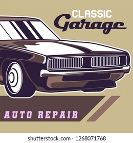 Retro style muscle car - Vector 