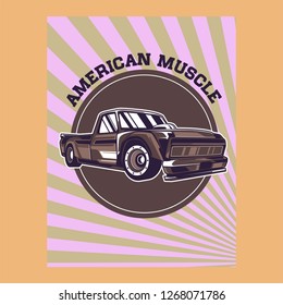 Retro style muscle car - Vector 