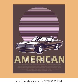 Retro style muscle car - Vector 