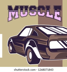 Retro style muscle car - Vector 