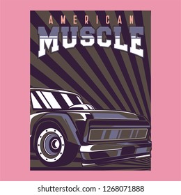 Retro style muscle car - Vector 
