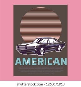 Retro style muscle car - Vector 