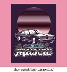 Retro style muscle car - Vector 