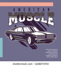 Retro style muscle car - Vector 