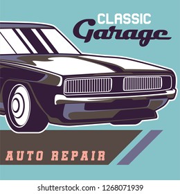 Retro style muscle car - Vector 