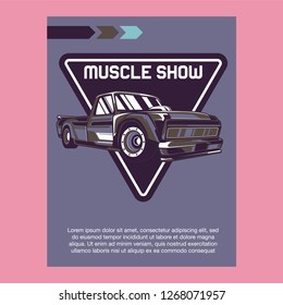 Retro style muscle car - Vector 