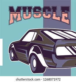 Retro style muscle car - Vector 