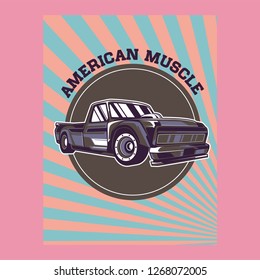 Retro style muscle car - Vector 
