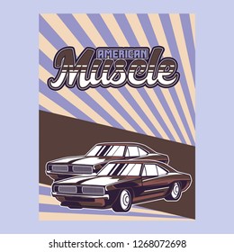 Retro style muscle car - Vector 