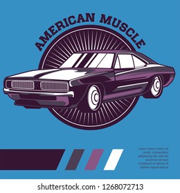 Retro style muscle car - Vector 