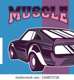 Retro style muscle car - Vector 