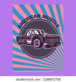 Retro style muscle car - Vector 