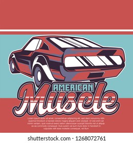Retro style muscle car - Vector 