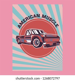 Retro style muscle car - Vector 