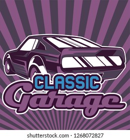 Retro style muscle car - Vector 