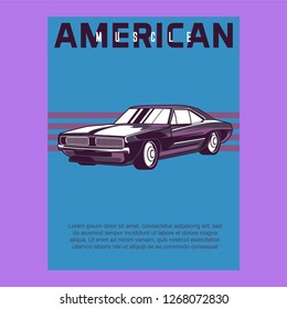 Retro style muscle car - Vector 