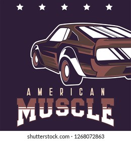 Retro style muscle car - Vector 