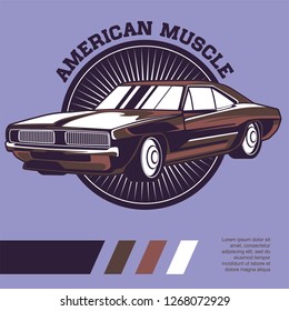 Retro style muscle car - Vector 