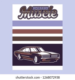 Retro style muscle car - Vector 