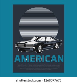 Retro style muscle car - Vector 