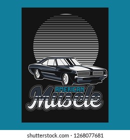 Retro style muscle car - Vector 