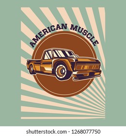 Retro style muscle car - Vector 