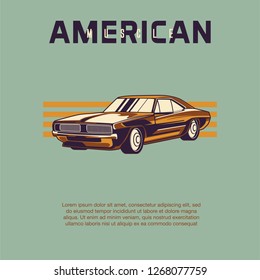 Retro style muscle car - Vector 