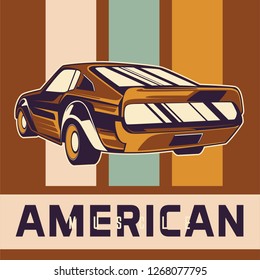 Retro style muscle car - Vector 