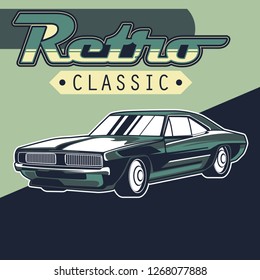 Retro style muscle car - Vector 