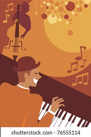 Retro style musicians playing jazz