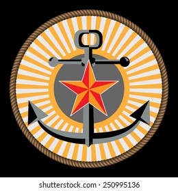 Retro style navy and marine corp color vector emblem 