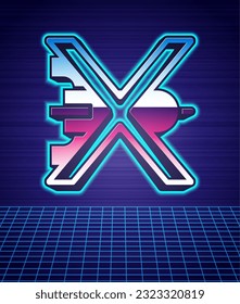 Retro style No war icon isolated futuristic landscape background. The peace symbol. 80s fashion party. Vector