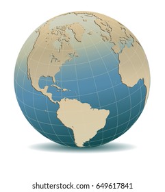 Retro Style North and South America, Europe, Africa Global World, Elements of this image furnished by NASA 