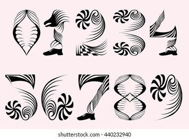 Retro Style Number 0 to 9
