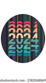 Retro Style Number 2024 Vector Illustration. Number Two Thousand Twenty-Four Isolated On A White Background