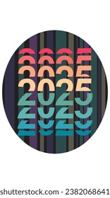 Retro Style Number 2025 Vector Illustration. Number Two Thousand Twenty-Five Isolated On A White Background
