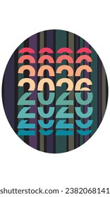 Retro Style Number 2026 Vector Illustration. Number Two Thousand Twenty-Six Isolated On A White Background