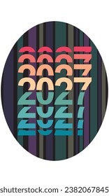 Retro Style Number 2027 Vector Illustration. Number Two Thousand Twenty-Seven Isolated On A White Background