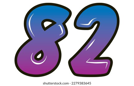 Retro Style Number Eighty Two Vector Illustration. Number 82 Isolated On A White Background
